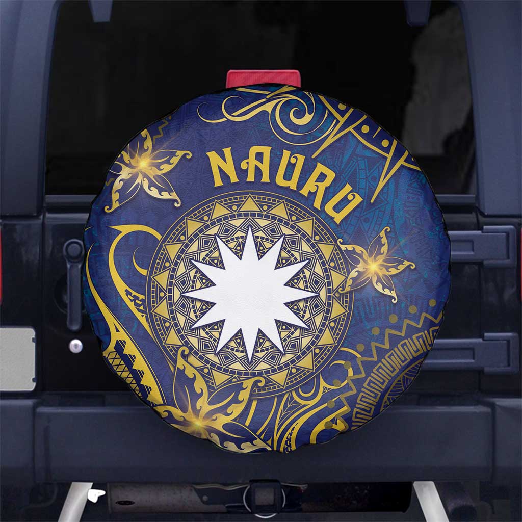 Nauru Spare Tire Cover Hibiscus Polynesian Tribal Pattern DT05 No hole Navy - Polynesian Pride
