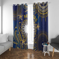Nauru Window Curtain Hibiscus Polynesian Tribal Pattern DT05 With Grommets Navy - Polynesian Pride