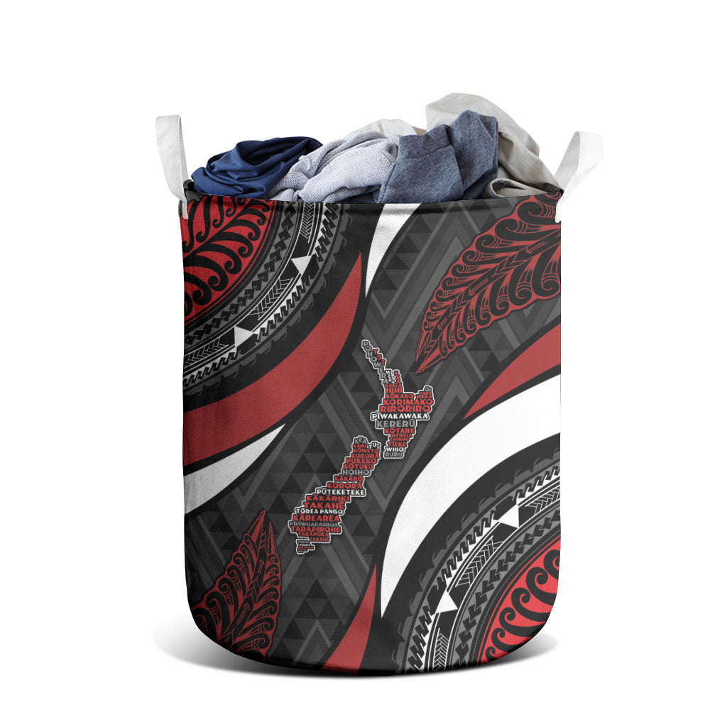 Aotearoa New Zealand Native Birds Map Laundry Basket Silver Fern Tribal Pattern DT05 - Polynesian Pride