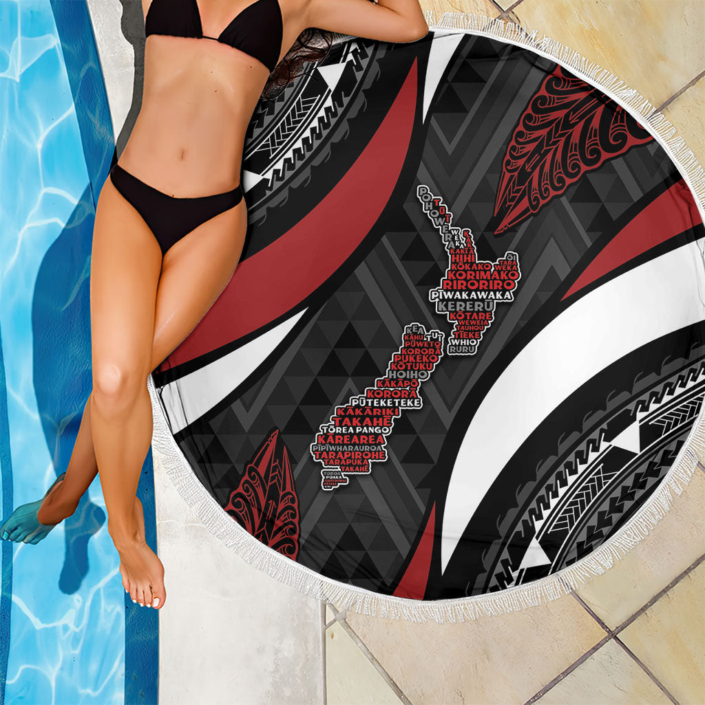 Aotearoa New Zealand Native Birds Map Beach Blanket Silver Fern Tribal Pattern DT05 - Polynesian Pride