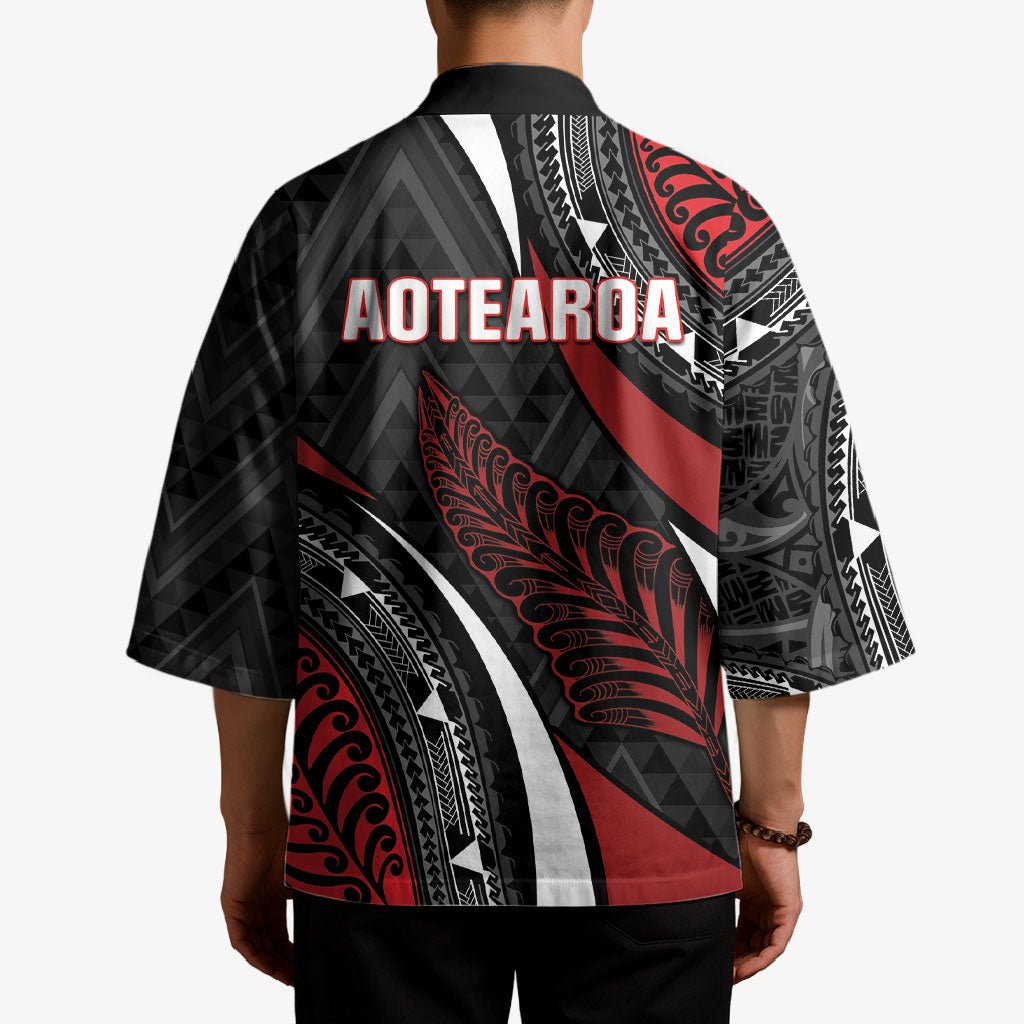 Aotearoa New Zealand Native Birds Map Kimono Silver Fern Tribal Pattern DT05 - Polynesian Pride