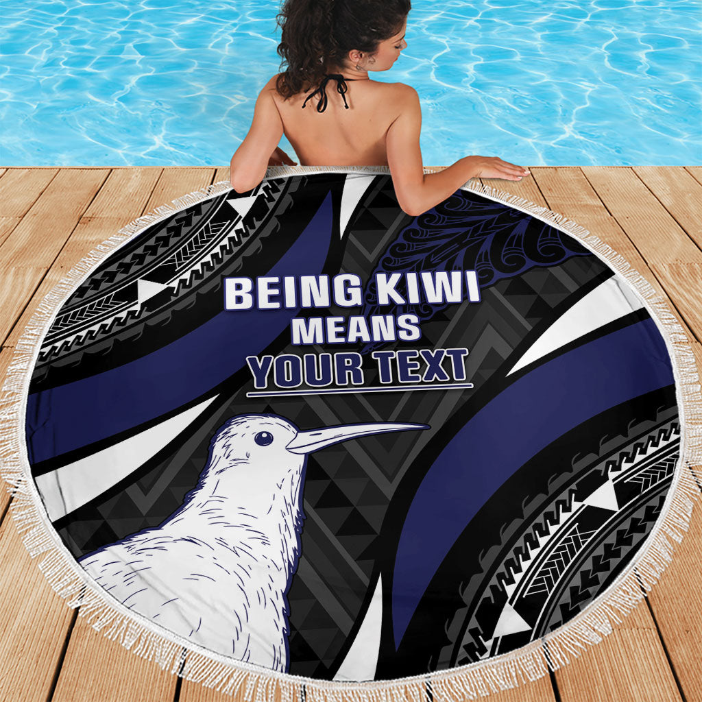 Personalised New Zealand Kiwi Beach Blanket Silver Fern Tribal Pattern DT05 - Polynesian Pride