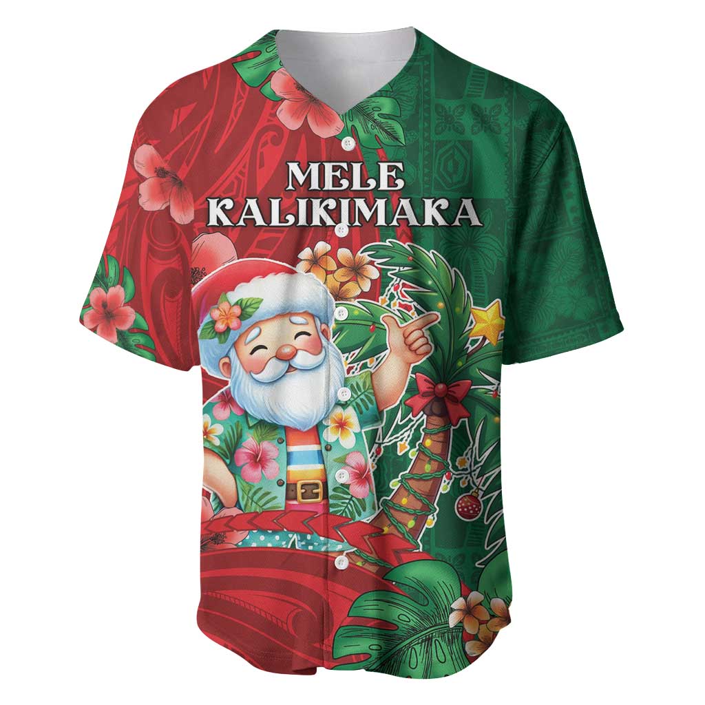Hawaii Christmas Baseball Jersey Mele Kalikimaka Funny Hawaiian Santa DT05 Green - Polynesian Pride