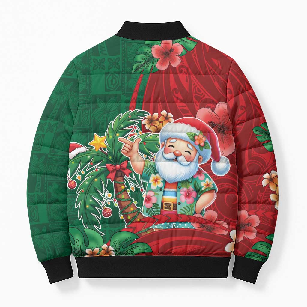 Hawaii Christmas Bomber Puffer Jacket Mele Kalikimaka Funny Hawaiian Santa DT05 - Polynesian Pride