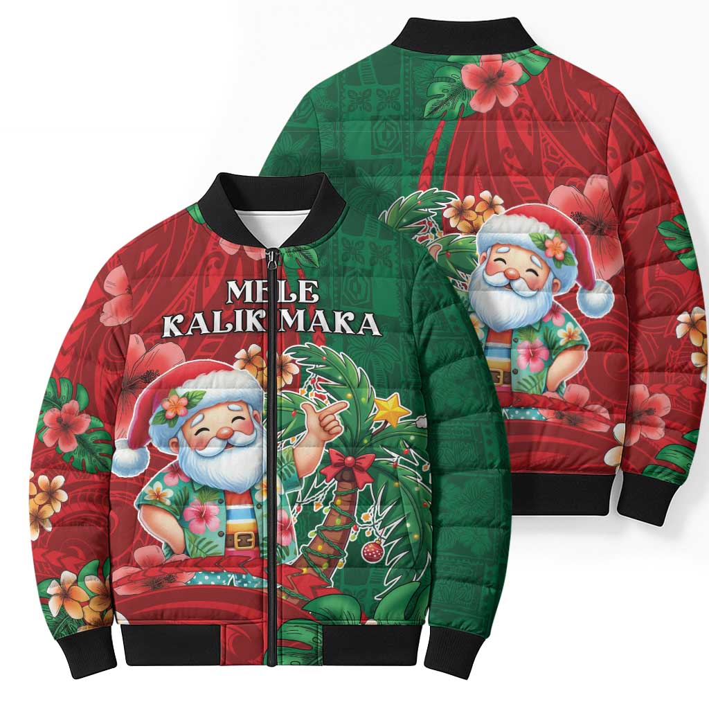 Hawaii Christmas Bomber Puffer Jacket Mele Kalikimaka Funny Hawaiian Santa DT05 - Polynesian Pride