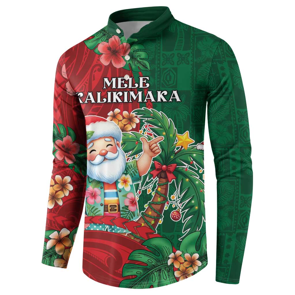 Hawaii Christmas Button Sweatshirt Mele Kalikimaka Funny Hawaiian Santa DT05 - Polynesian Pride