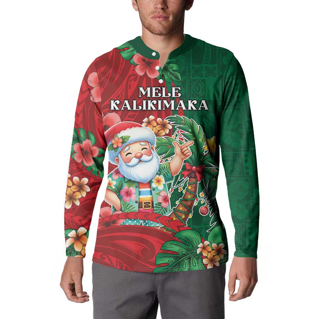Hawaii Christmas Button Sweatshirt Mele Kalikimaka Funny Hawaiian Santa DT05 - Polynesian Pride