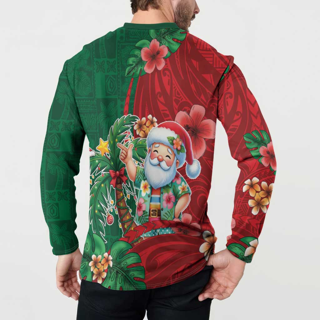 Hawaii Christmas Button Sweatshirt Mele Kalikimaka Funny Hawaiian Santa DT05 - Polynesian Pride