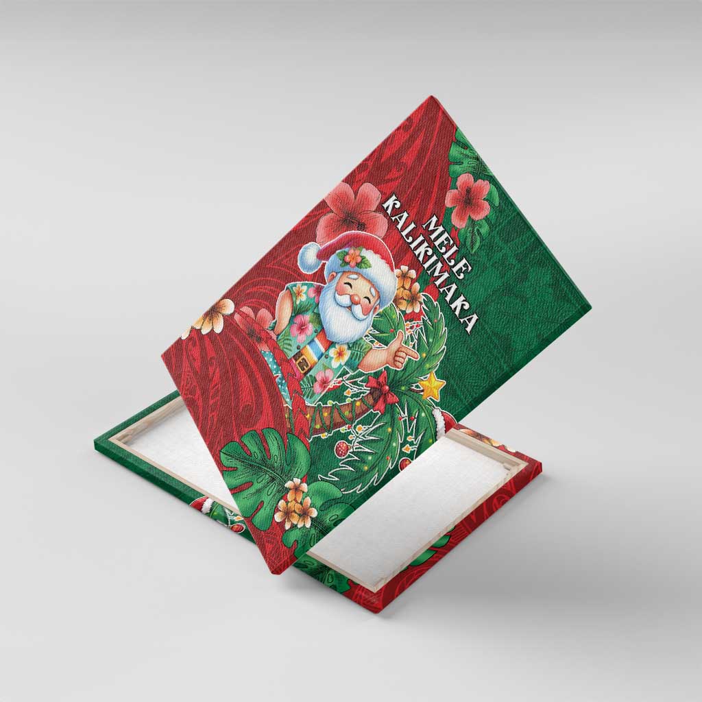 Hawaii Christmas Canvas Wall Art Mele Kalikimaka Funny Hawaiian Santa DT05 With Frame Green - Polynesian Pride