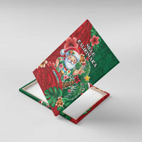Hawaii Christmas Canvas Wall Art Mele Kalikimaka Funny Hawaiian Santa DT05 With Frame Green - Polynesian Pride