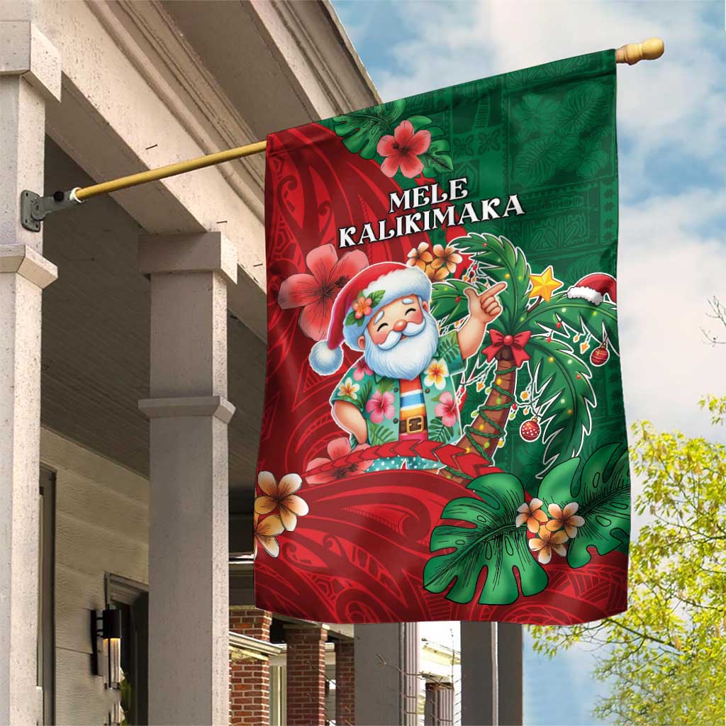 Hawaii Christmas Garden Flag Mele Kalikimaka Funny Hawaiian Santa DT05 House Flag Green - Polynesian Pride