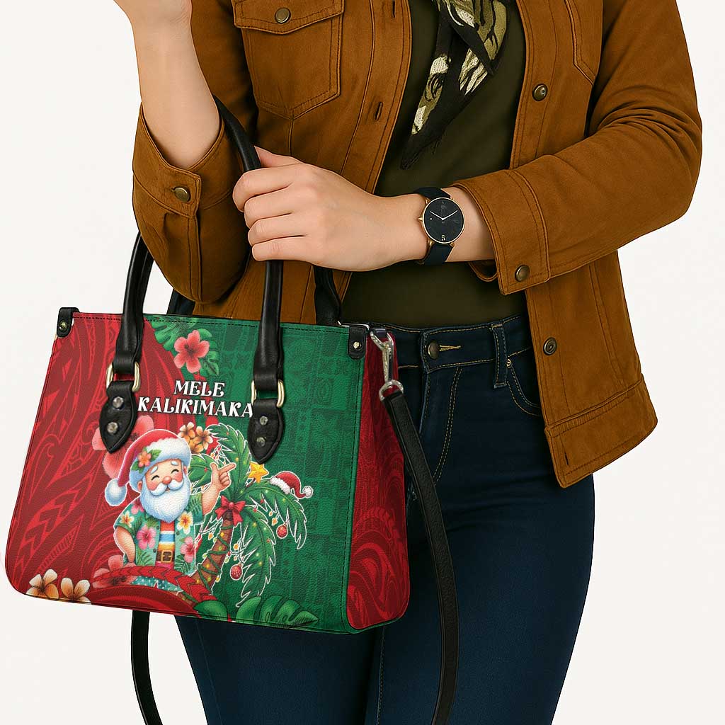 Hawaii Christmas Leather Bag Mele Kalikimaka Funny Hawaiian Santa DT05 - Polynesian Pride