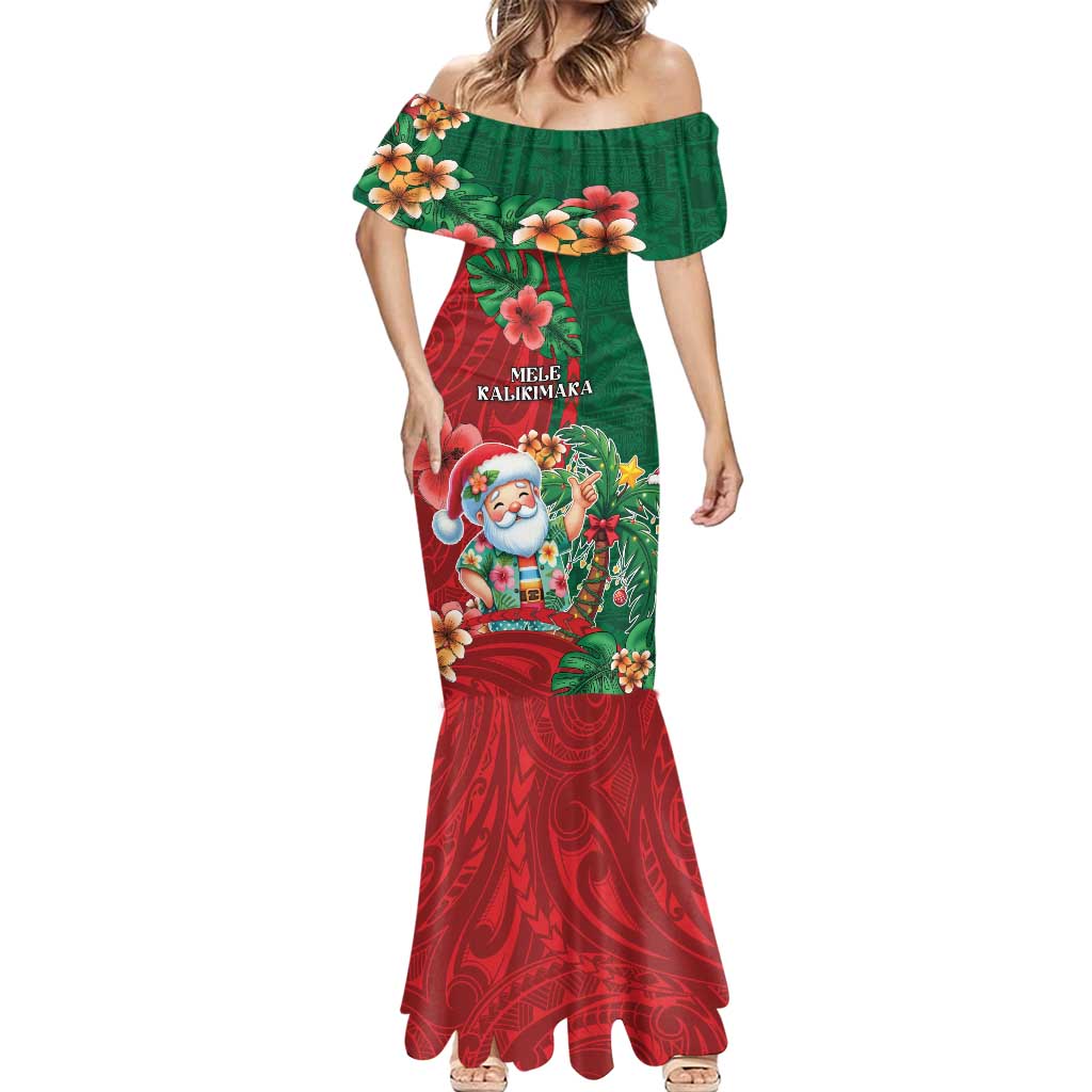 Hawaii Christmas Mermaid Dress Mele Kalikimaka Funny Hawaiian Santa DT05 - Polynesian Pride