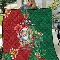 Hawaii Christmas Quilt Mele Kalikimaka Funny Hawaiian Santa DT05 Green - Polynesian Pride