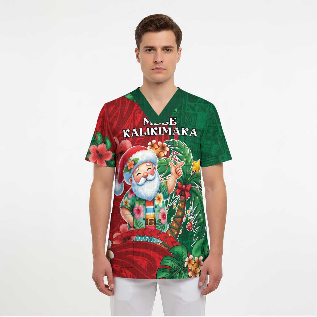 Hawaii Christmas Scrub Top Mele Kalikimaka Funny Hawaiian Santa DT05 - Polynesian Pride