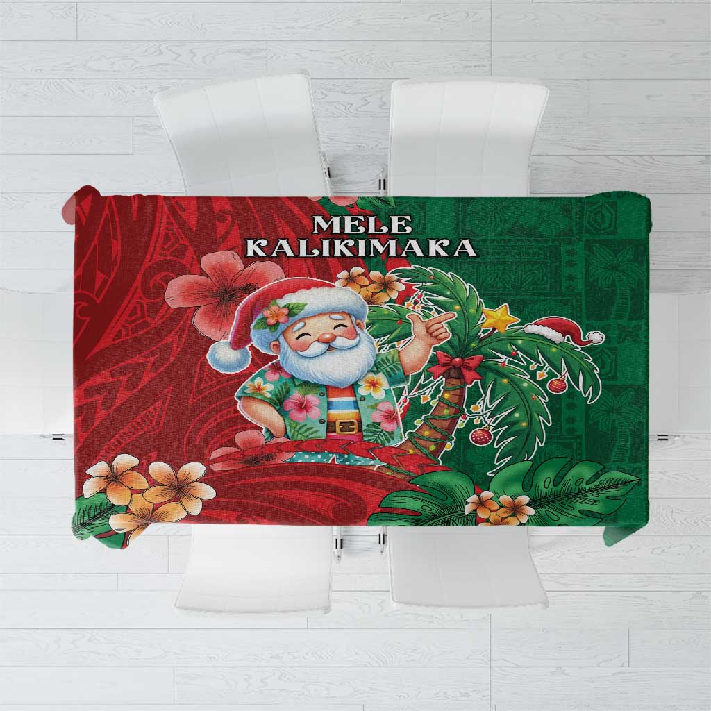 Hawaii Christmas Tablecloth Mele Kalikimaka Funny Hawaiian Santa DT05 Green - Polynesian Pride