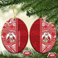 Tonga Christmas Ceramic Ornament Kilisimasi Fiefia DT05 Oval Red - Polynesian Pride