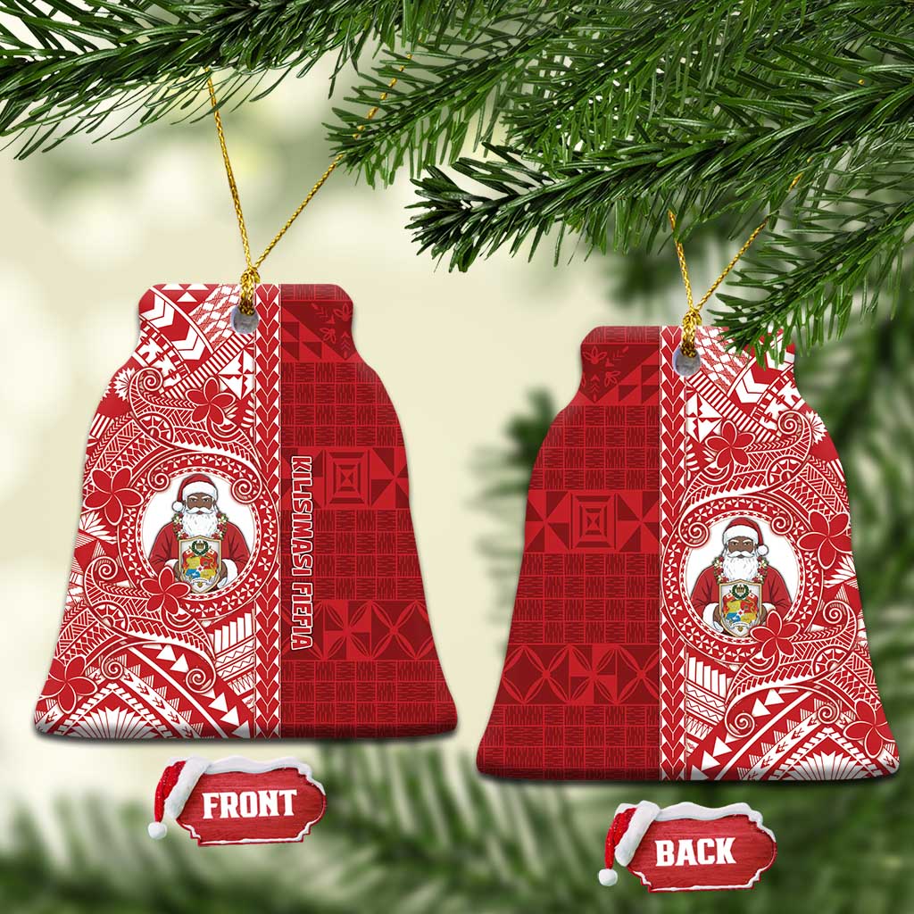 Tonga Christmas Ceramic Ornament Kilisimasi Fiefia DT05 Bell Flake Red - Polynesian Pride