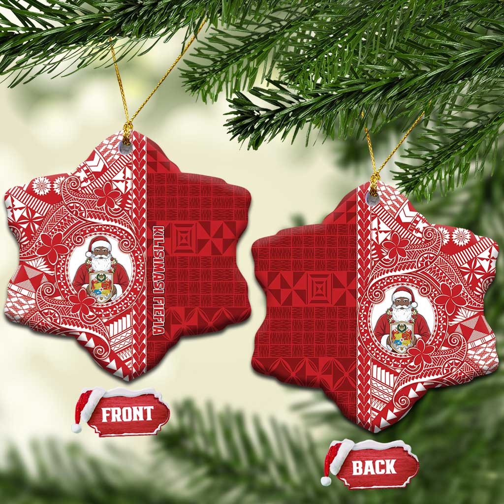 Tonga Christmas Ceramic Ornament Kilisimasi Fiefia DT05 Snow Flake Red - Polynesian Pride
