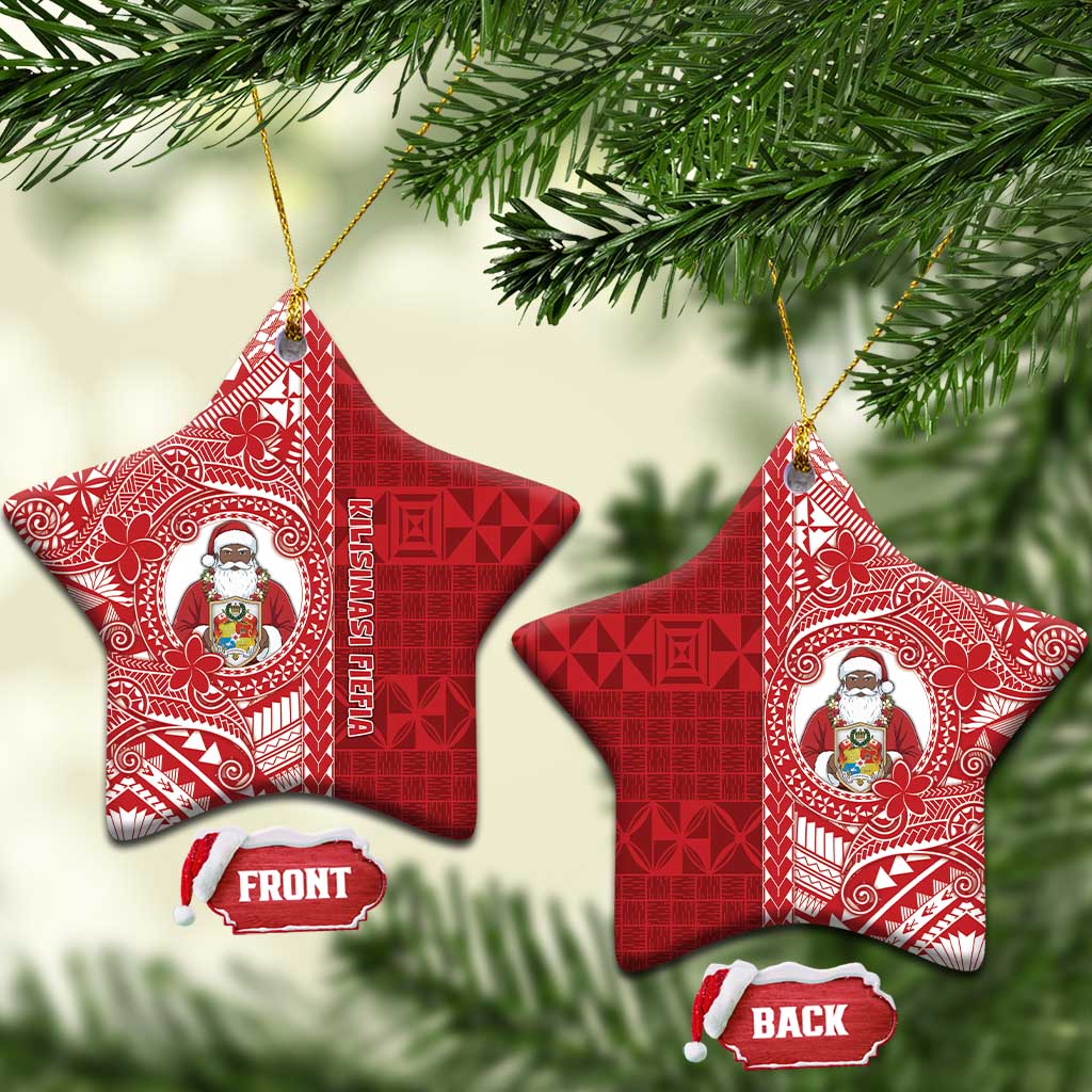 Tonga Christmas Ceramic Ornament Kilisimasi Fiefia DT05 Star Red - Polynesian Pride