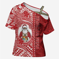 Tonga Christmas Cross Shoulder Shirt Kilisimasi Fiefia DT05 Female Red - Polynesian Pride