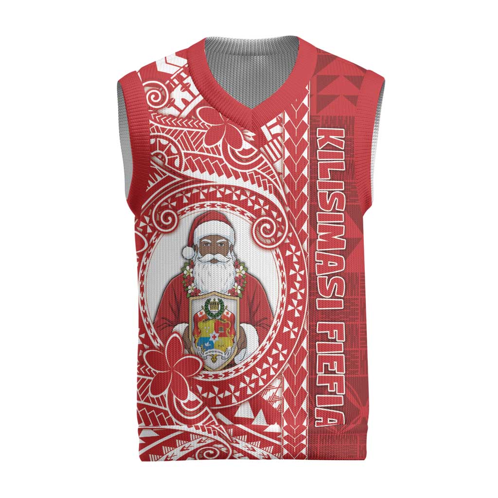 Tonga Christmas Knitted V-Neck Vest Kilisimasi Fiefia DT05 Red - Polynesian Pride