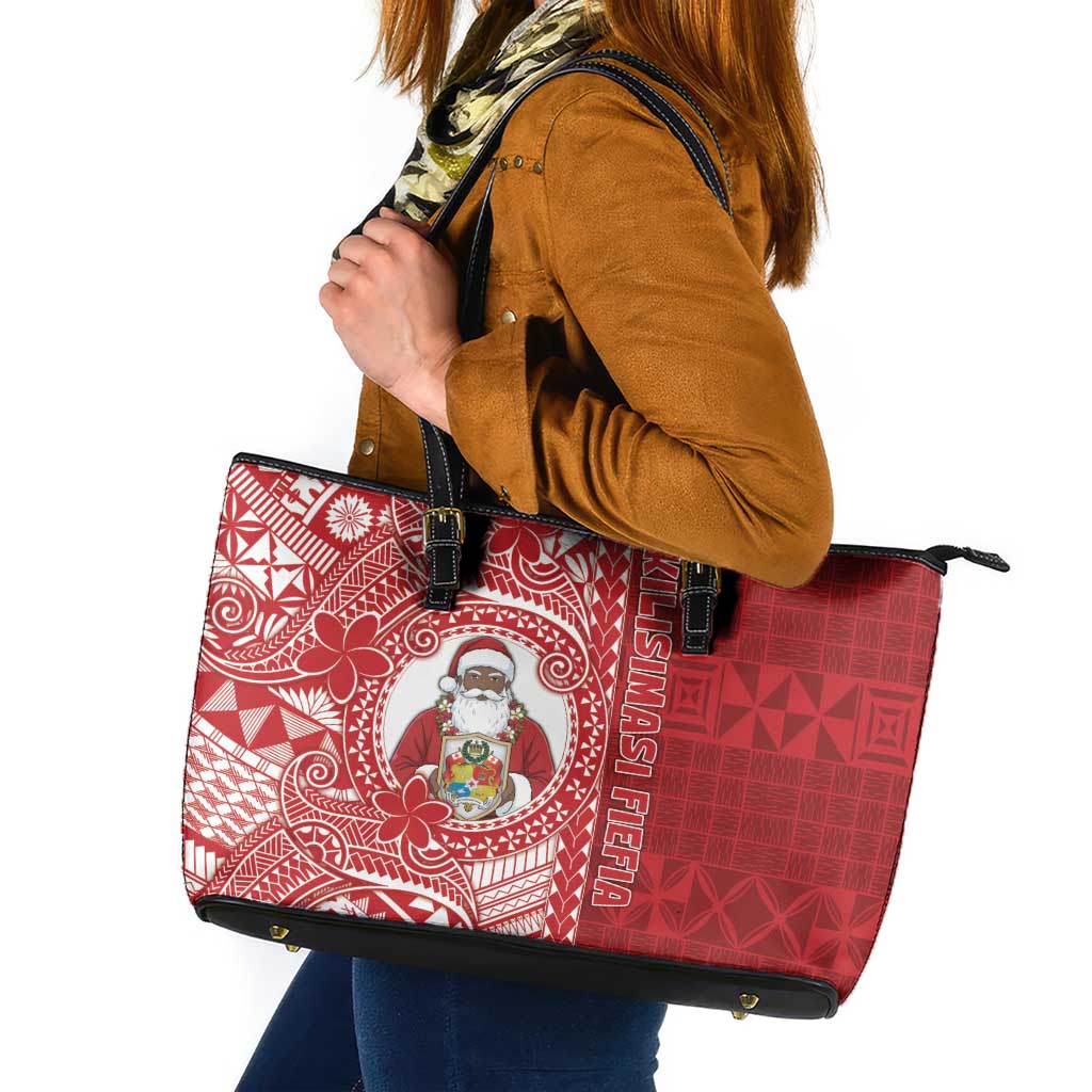 Tonga Christmas Leather Tote Bag Kilisimasi Fiefia DT05 Red - Polynesian Pride