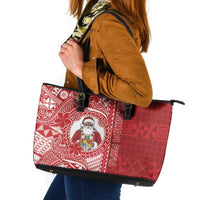 Tonga Christmas Leather Tote Bag Kilisimasi Fiefia DT05 Red - Polynesian Pride