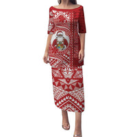 Tonga Christmas Puletasi Kilisimasi Fiefia DT05 Long Dress Red - Polynesian Pride