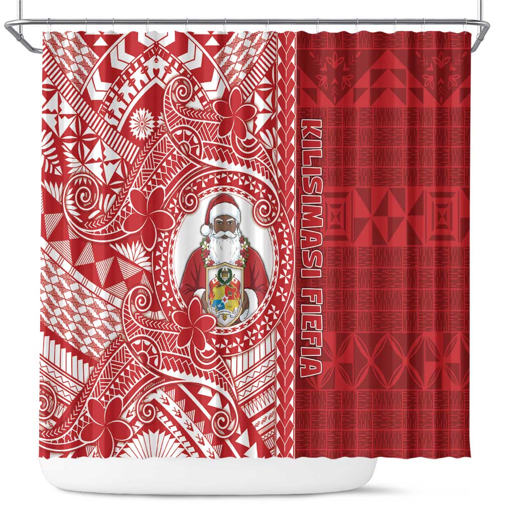 Tonga Christmas Shower Curtain Kilisimasi Fiefia DT05 Red - Polynesian Pride
