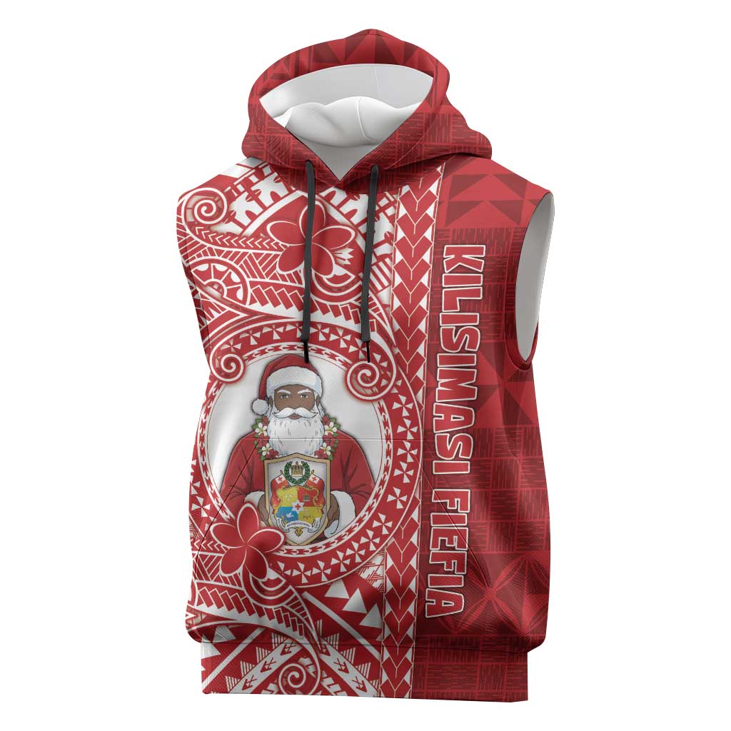 Tonga Christmas Sleeveless Hoodie Kilisimasi Fiefia DT05 Red - Polynesian Pride