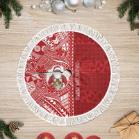 Tonga Christmas Tree Skirt Kilisimasi Fiefia DT05 Fringed Red - Polynesian Pride