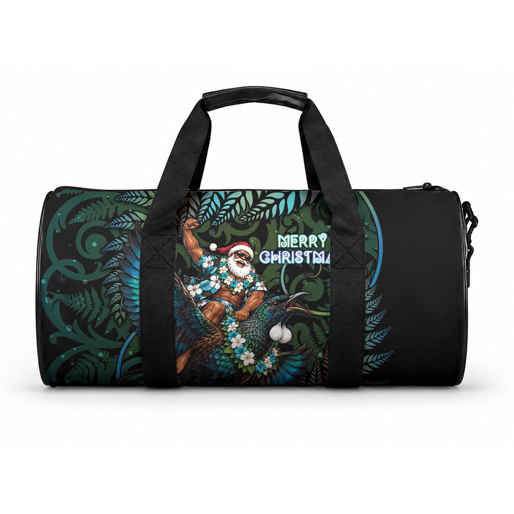 New Zealand Christmas Duffle Bag Santa Riding Tui Bird Silver Fern DT05 One size Teal - Polynesian Pride