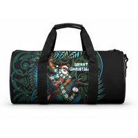 New Zealand Christmas Duffle Bag Santa Riding Tui Bird Silver Fern DT05 One size Teal - Polynesian Pride