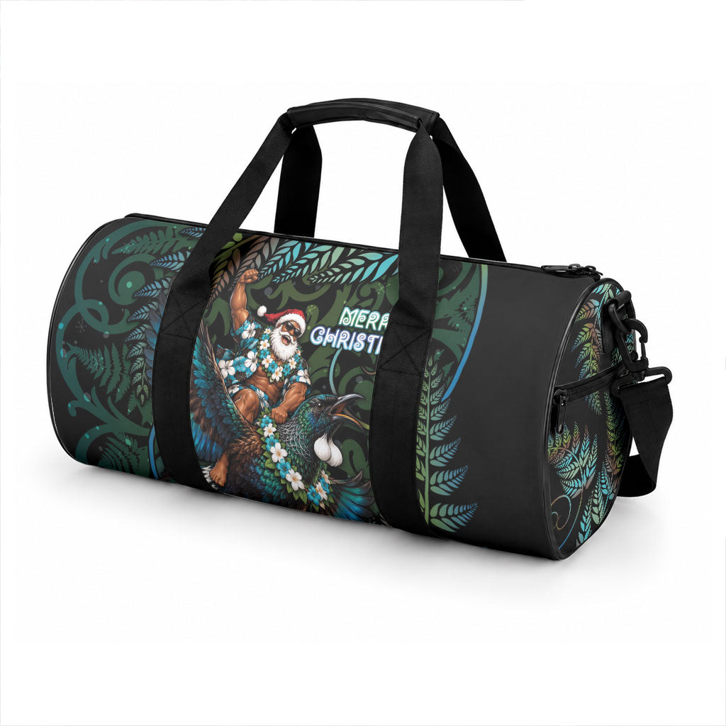 New Zealand Christmas Duffle Bag Santa Riding Tui Bird Silver Fern DT05 - Polynesian Pride