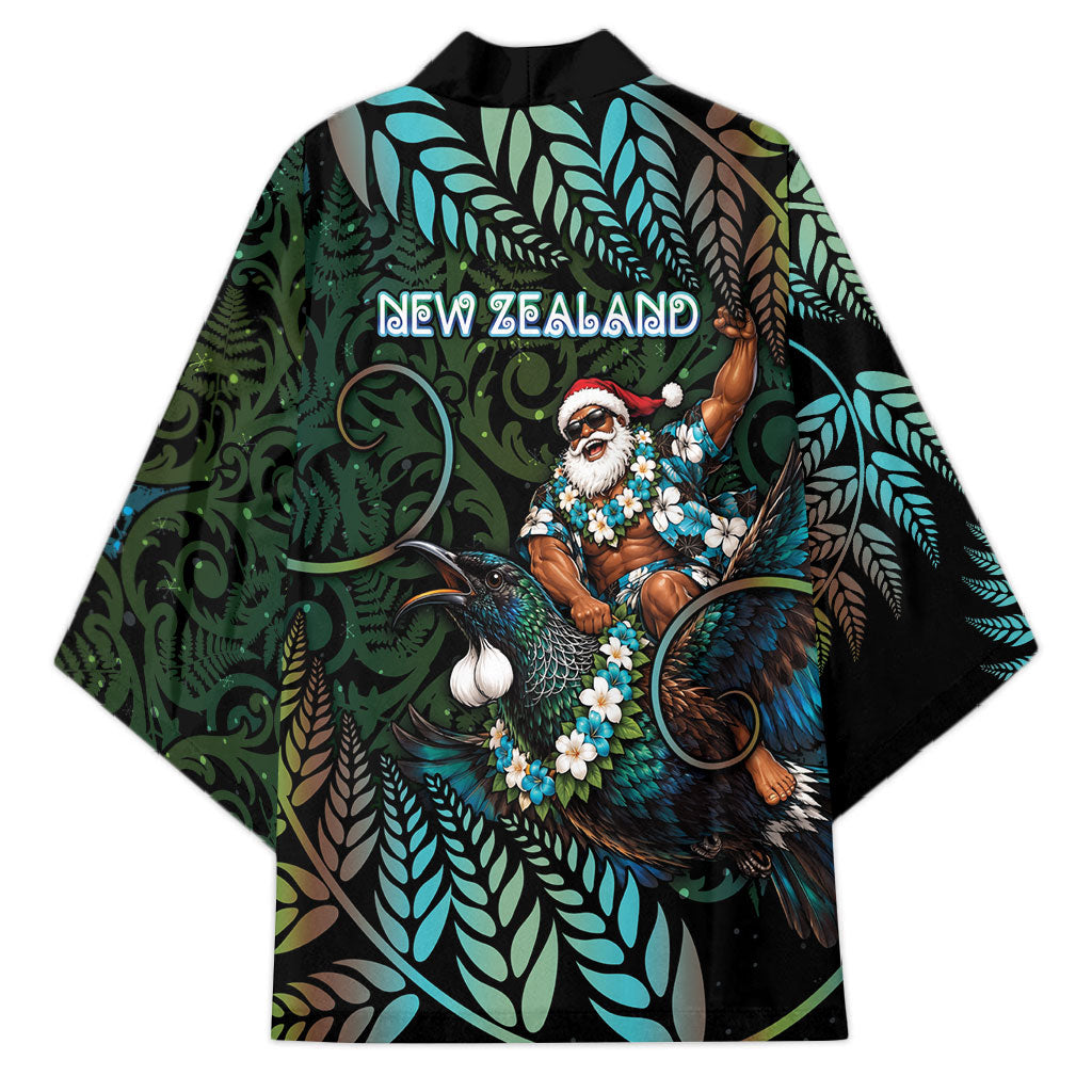 New Zealand Christmas Kimono Santa Riding Tui Bird Silver Fern DT05 - Polynesian Pride