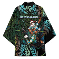 New Zealand Christmas Kimono Santa Riding Tui Bird Silver Fern DT05 - Polynesian Pride