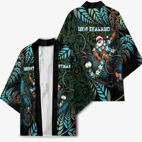 New Zealand Christmas Kimono Santa Riding Tui Bird Silver Fern DT05 - Polynesian Pride