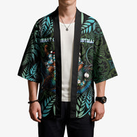 New Zealand Christmas Kimono Santa Riding Tui Bird Silver Fern DT05 - Polynesian Pride