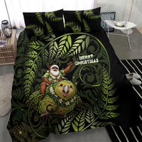 New Zealand Christmas Bedding Set Santa Riding Kakapo Bird Silver Fern DT05 - Polynesian Pride