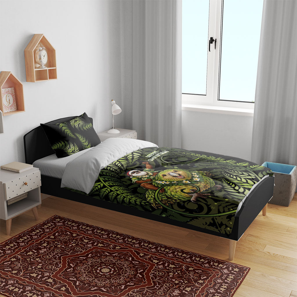 New Zealand Christmas Bedding Set Santa Riding Kakapo Bird Silver Fern DT05 - Polynesian Pride