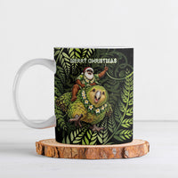 New Zealand Christmas Ceramic Mug Santa Riding Kakapo Bird Silver Fern DT05 Green - Polynesian Pride