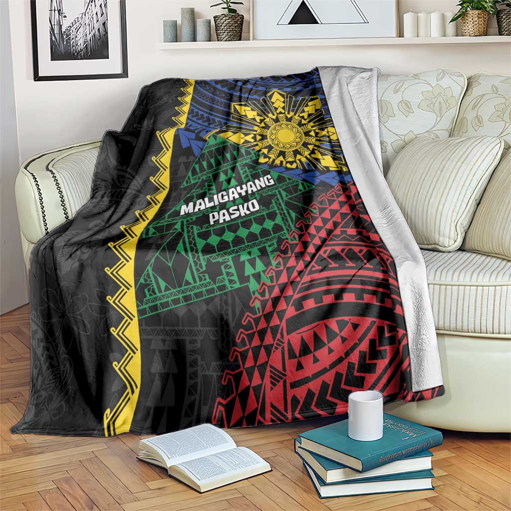 Philippines Christmas Blanket Xmas Tree Filipino Tribal Patterns DT05 Black - Polynesian Pride