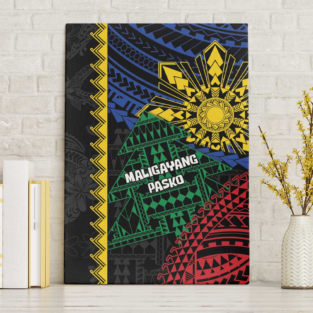 Philippines Christmas Canvas Wall Art Xmas Tree Filipino Tribal Patterns DT05 Without Frame Black - Polynesian Pride