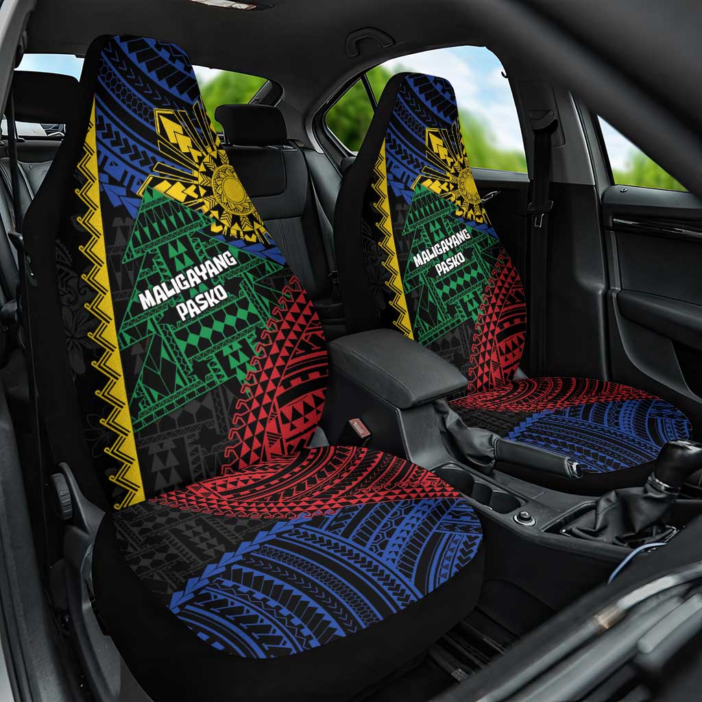 Philippines Christmas Car Seat Cover Xmas Tree Filipino Tribal Patterns DT05 One Size Black - Polynesian Pride
