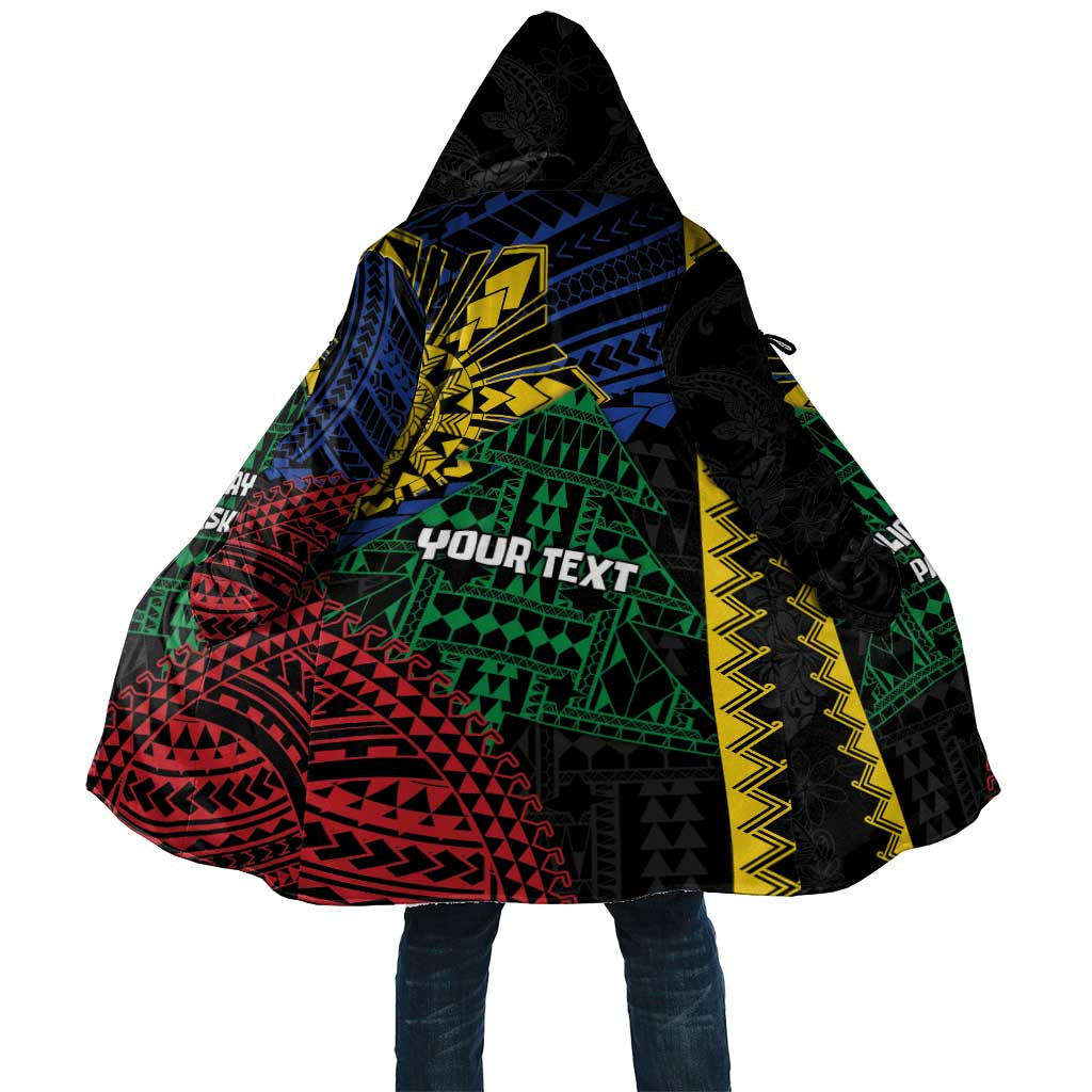 Personalised Philippines Christmas Cloak Xmas Tree Filipino Tribal Patterns DT05 Unisex Black - Polynesian Pride