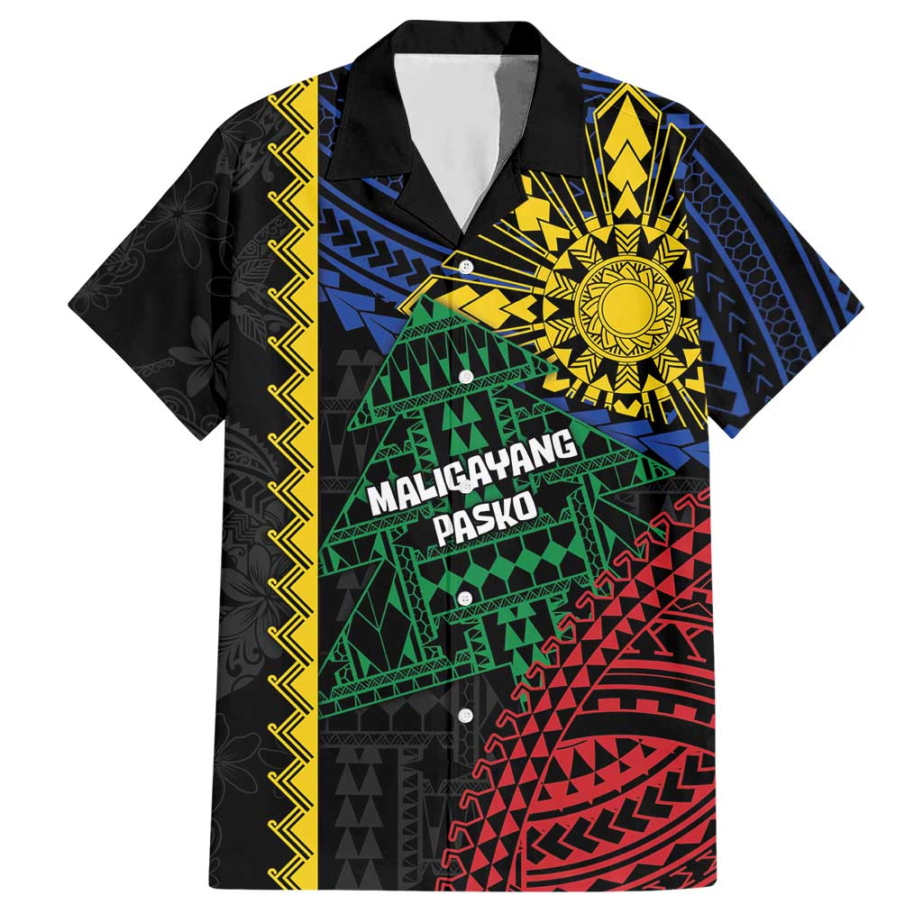 Personalised Philippines Christmas Hawaiian Shirt Xmas Tree Filipino Tribal Patterns DT05 Black - Polynesian Pride