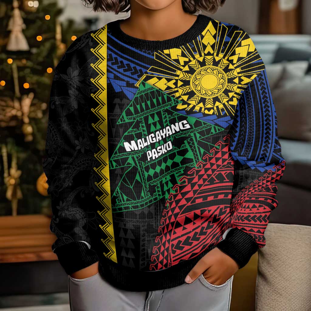 Personalised Philippines Christmas Kid Ugly Christmas Sweater Xmas Tree Filipino Tribal Patterns DT05 - Polynesian Pride