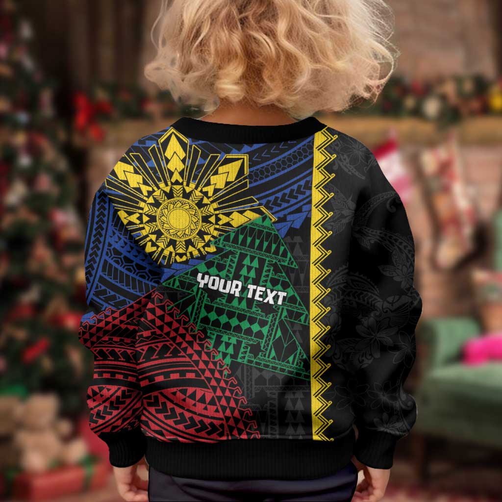 Personalised Philippines Christmas Kid Ugly Christmas Sweater Xmas Tree Filipino Tribal Patterns DT05 - Polynesian Pride