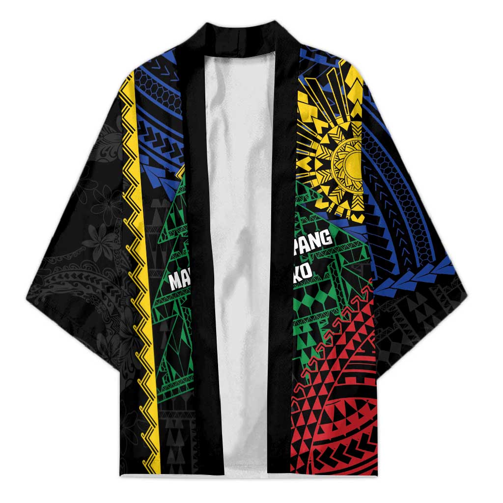 Personalised Philippines Christmas Kimono Xmas Tree Filipino Tribal Patterns DT05 Unisex Black - Polynesian Pride